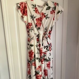 Floral dress with wrap tie